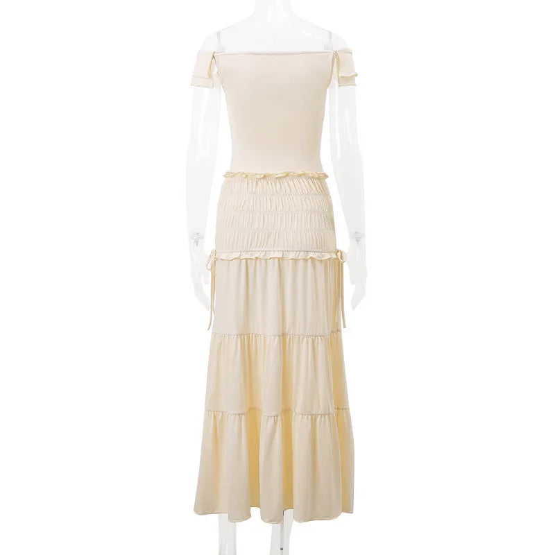 2 Piece Set Women Vacation Ruffle Beach Holiday Outfits