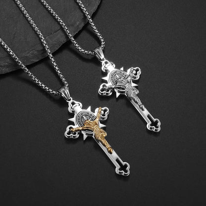 Saint St. Benedict Jesus Cross Pendant Necklace Christian Catholic Amulet