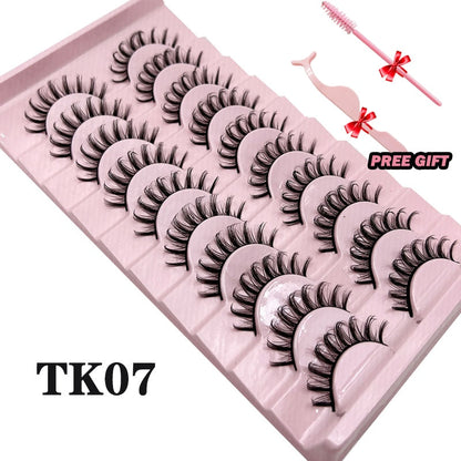 Strip Lashes 10-pairs Fluffy Mink Lashes 3D False Volume Eyelashes