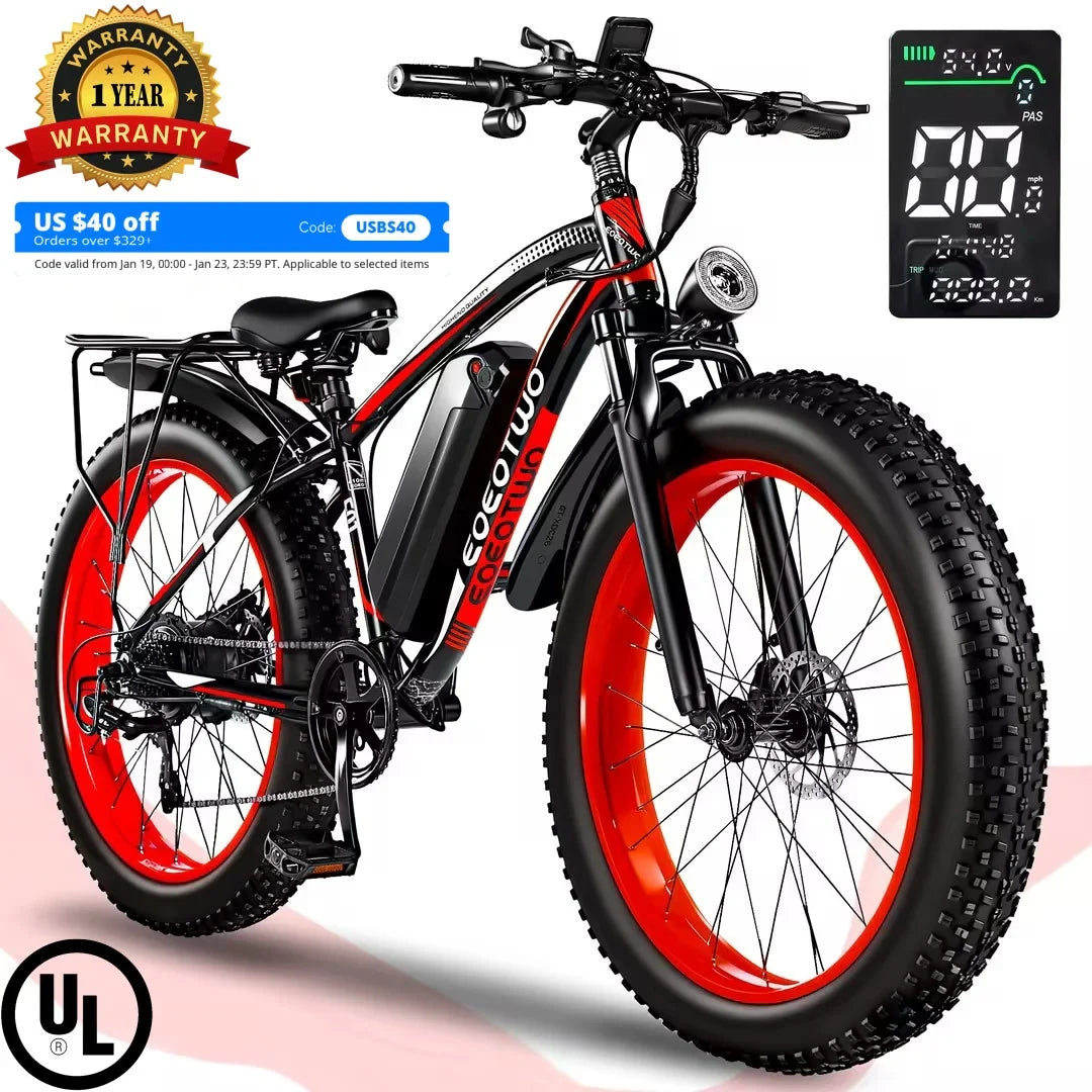 EOEOTWO E01 Electric Fat Tire Bike 1500W Peak Motor