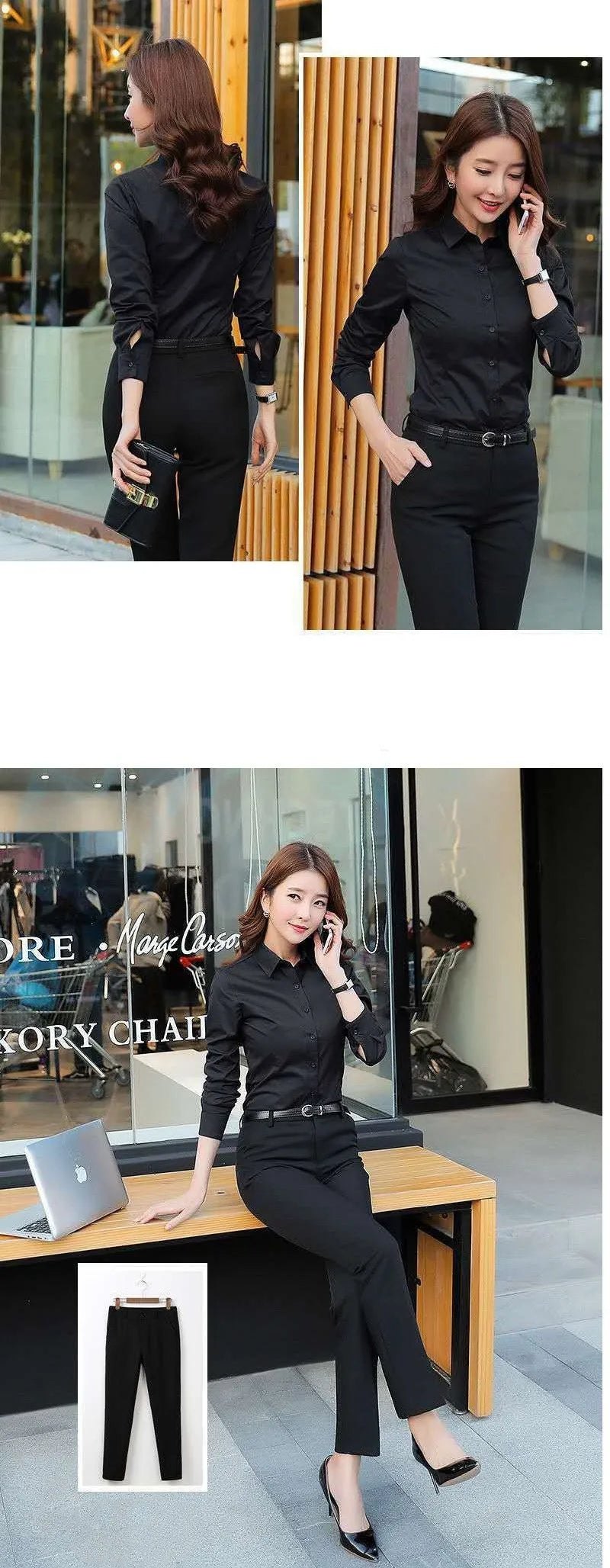 Polyester Cotton Shirts for Women Long Sleeve Blouse