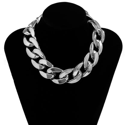 CCB Material Exaggerated Big Choker Necklace Collar for Women Hiphop Chunky Chain Necklace