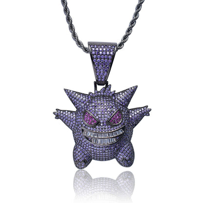 Hip Hop Fierce Shark Inlaid Zircon Pendant Charm Trend Necklace