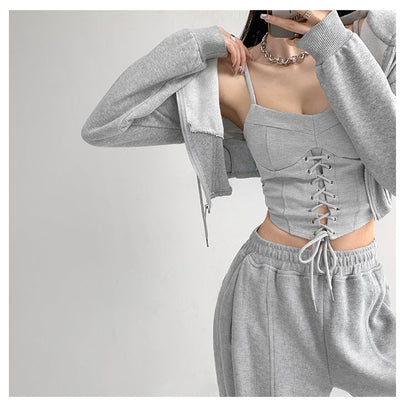Y2k Tunic Tops Women Design Cross Bandage Camis Chic Slim Sleeveless Crop Top Female