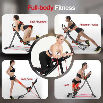 GIKPAL Foldable Ab Machine Ab Workout Equipment for Home Gym,Core &amp; Abdominal Trainer Fitness Equipment Max 440lbs LCD Display