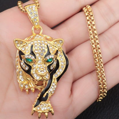 Hip Hop Fierce Shark Inlaid Zircon Pendant Charm Trend Necklace