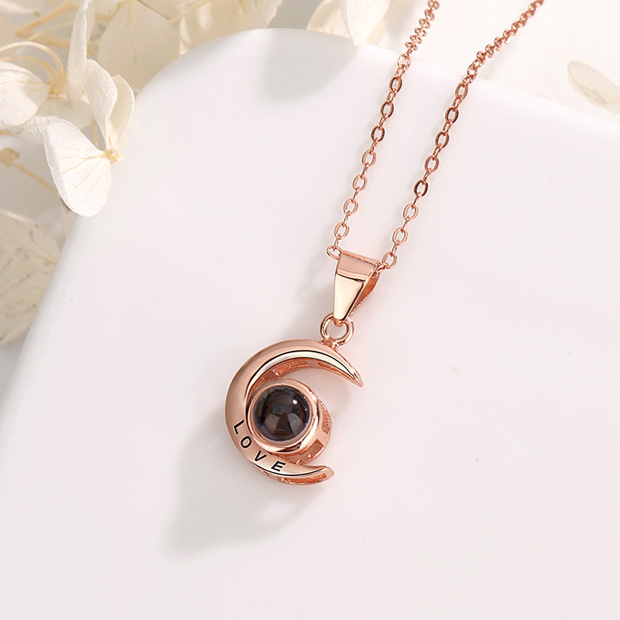 Personality Moon Necklace With Customizable Photo Romantic Gift