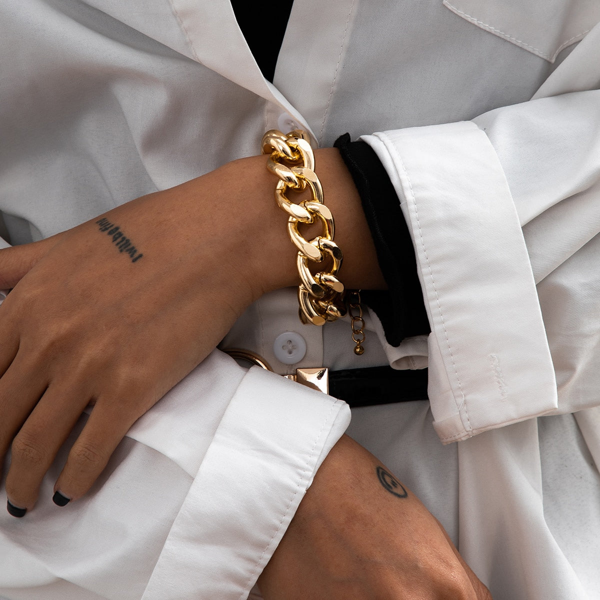 Hip Hop Thick Link Chain Bracelet Women&