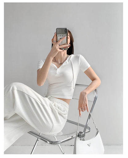 Fashion Hooded T-shirts Women Summer Tight Short Sleeve Y2k Tees Gray Crop Tops Female