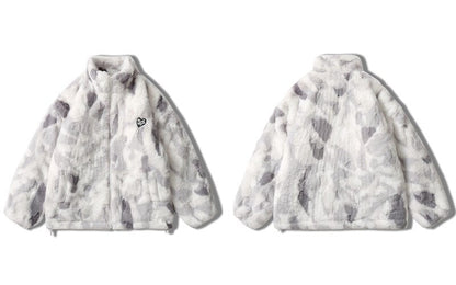 Parkas Winter Jacket Streetwear Tie Dye Fuzzy Fluffy Thicken Warm Padded Coats
