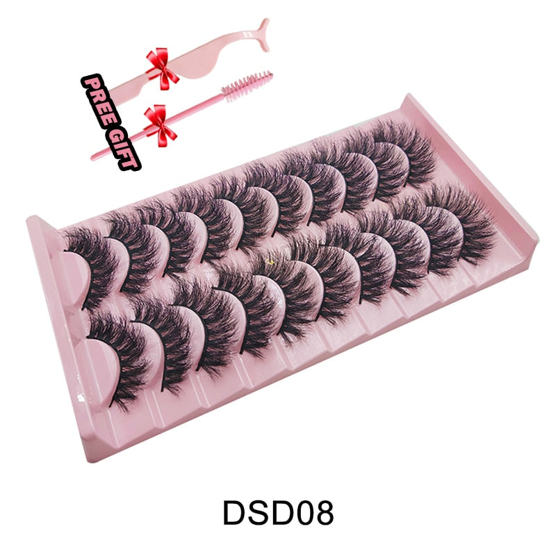 Strip Lashes 10-pairs Fluffy Mink Lashes 3D False Volume Eyelashes