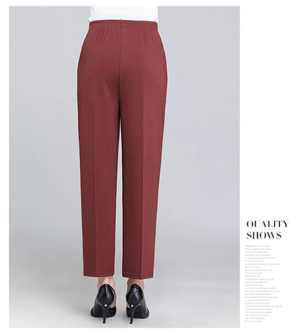 Spring Summer Pants Thin Elastic Waist Loose Cotton