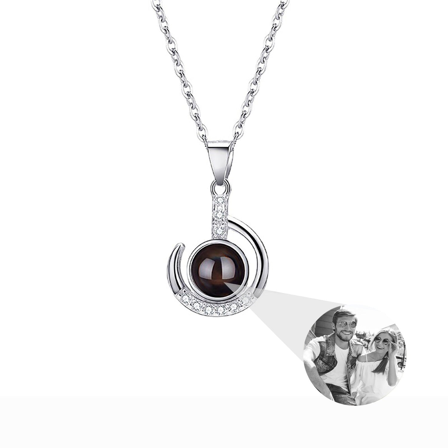 Customizable photo Silver 925 Necklace 100 Languages I Love You Projection Pendant