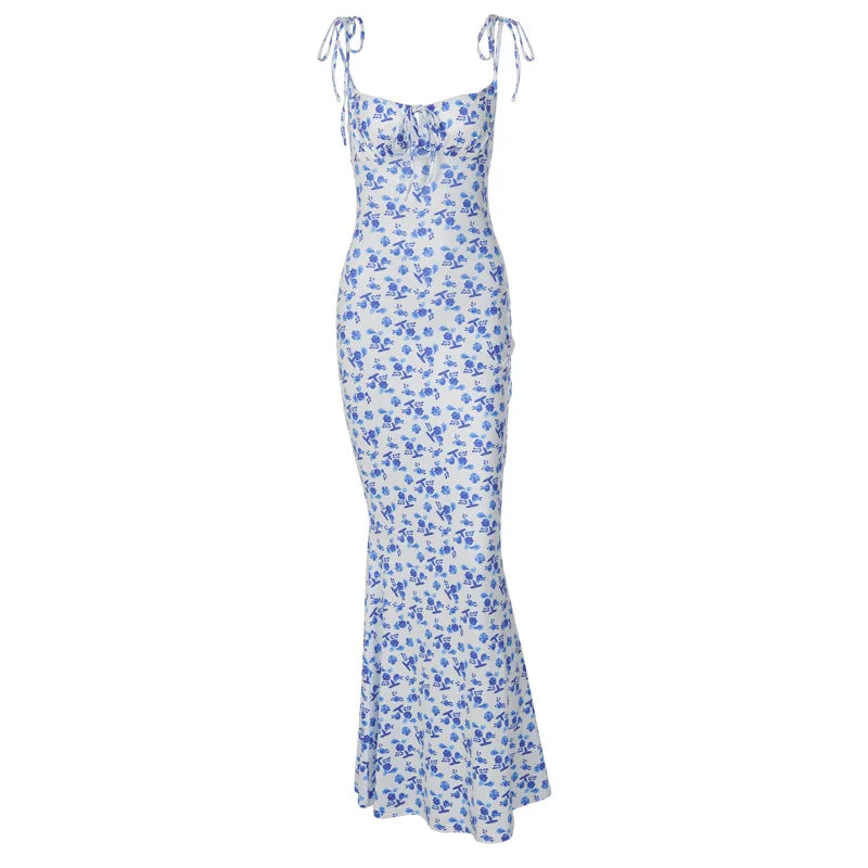 Elegant Floral Beach Vacation Bodycon Streetwear Long Dress