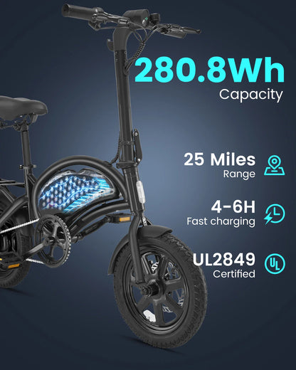 【1 Year Warranty】DYU D3F Electric Bicycle Peak 500W Motor 36V7.8AH Lithium Battery Electric Bike,20mph city E-bike UL2849