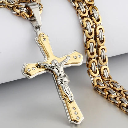 mens gold Jesus Christ Holy chain necklace