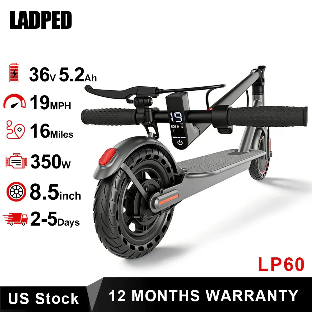 Ladped LP60 Electric Scooter 350W 19 MPH Foldable Urban Commuter 16 Miles Range