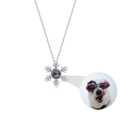 Photo Projection snowflake shape Necklace Pendant Jewelry for Lover Girlfriend 2022