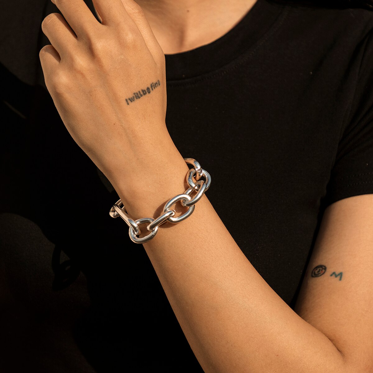 Hip Hop Thick Link Chain Bracelet Women&