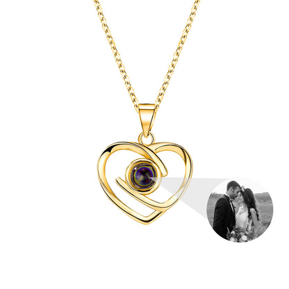 Customizable Photo Ladies Personality Heart Necklace With Silver Material Valentine&