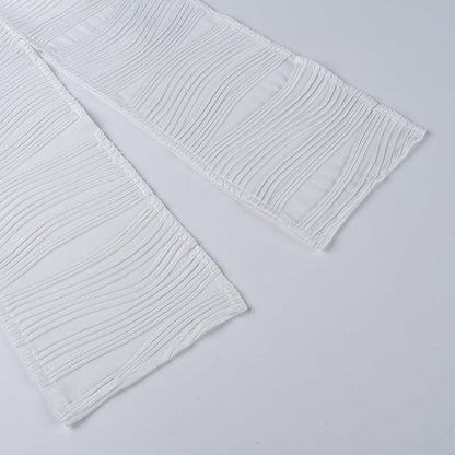 White Deep V-neck Halter Bandage 2 Pieces Sets Sleeveless Backless Suits Outfits with Shorts