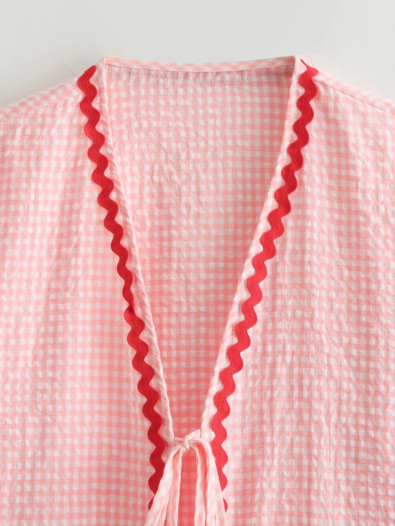 Heart Pockets Ladies V Neck Bow Buttons Blouses