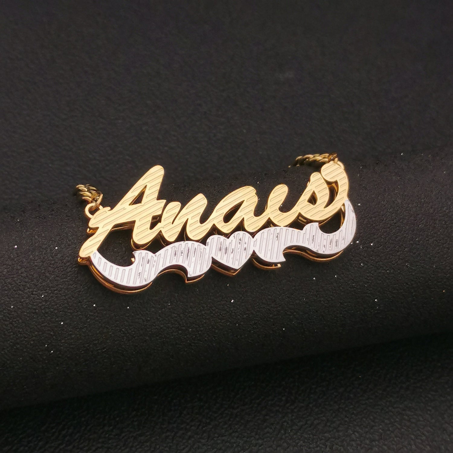 3D Double Plate Custom Nameplate Necklace Gold Plate Pendant Personalized Name Necklace