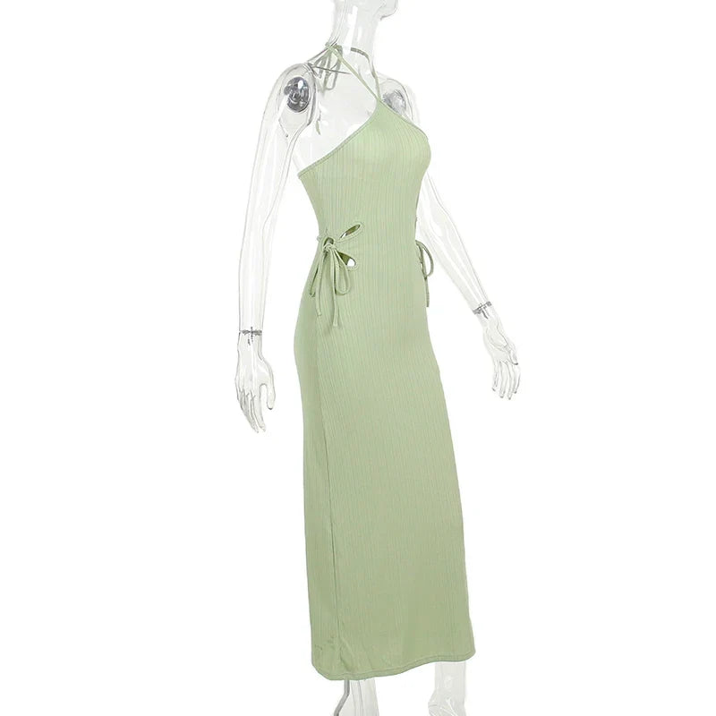 Knitted Long Sleeve Slim Mini Fairycore Slash Neck Dress