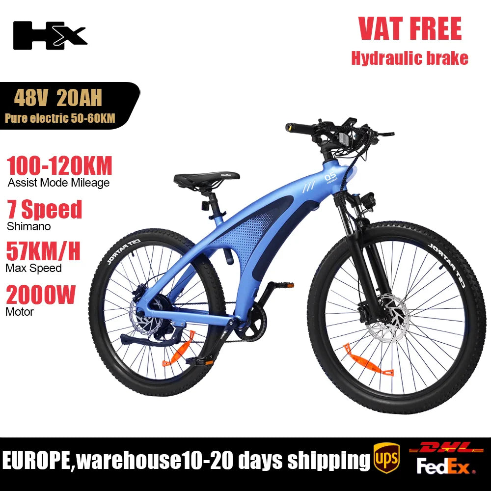 HX Q5 Ebike 2000W Adults Electric Bike 85Nm 57KM/H Electric Bicycle 27.5*2.25 Inch Removable battery Electric Mountain Bike