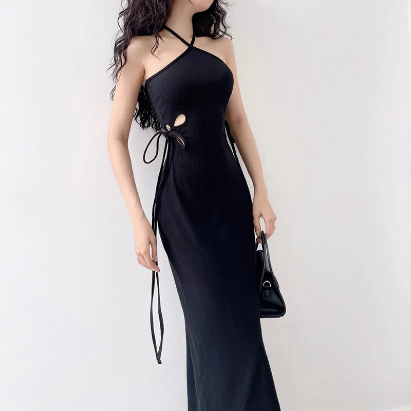Knitted Long Sleeve Slim Mini Fairycore Slash Neck Dress