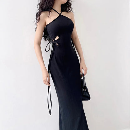 Knitted Long Sleeve Slim Mini Fairycore Slash Neck Dress