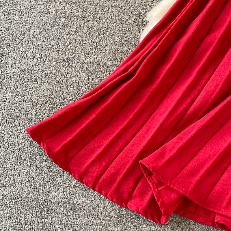 Slim Dress Elegant A Line V Neck Puff Sleeve Chiffon Pullover Mid-Calf Dresses