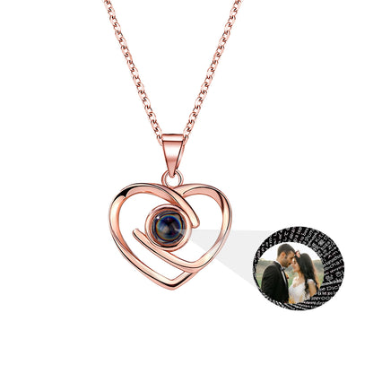 Customizable Photo Ladies Personality Heart Necklace With Silver Material Valentine&