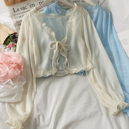 Thin Coat Casual Lace Bow Summer Sun Protection Female Cardigan Shirt Clothing Tops