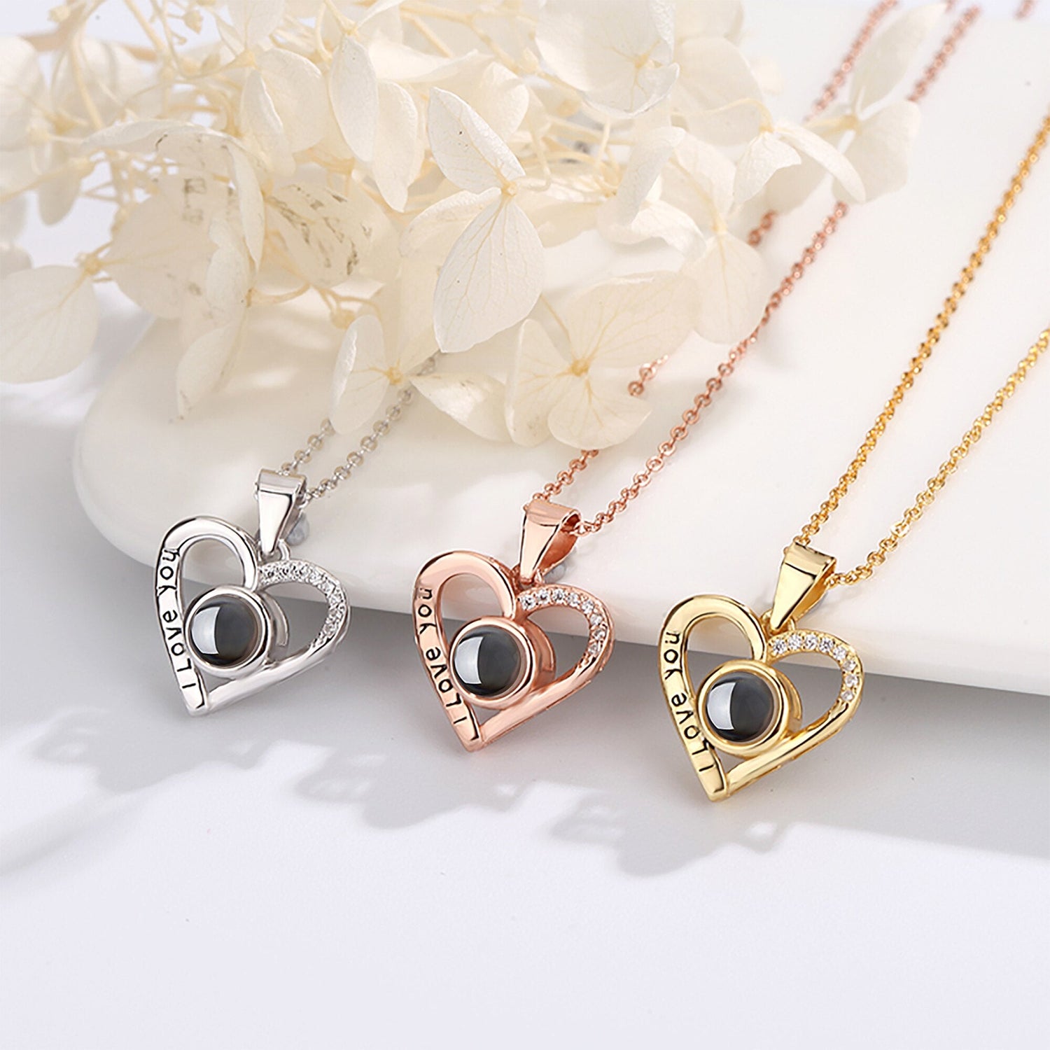 Love projection necklace with customizable photos Pendant Necklace