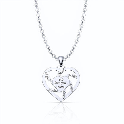 Personalized Mother Name Necklace With Text Custom Heart Pendant Necklace