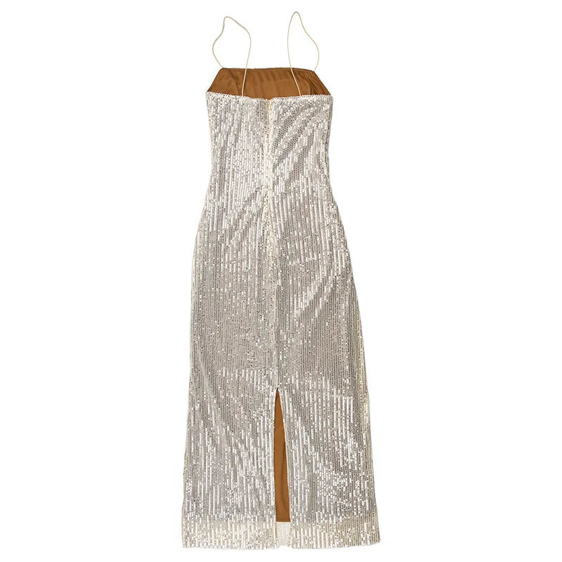 Sleeveless Glitter Sequined Evening Party Club Maxi Dress