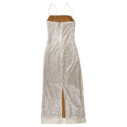 Sleeveless Glitter Sequined Evening Party Club Maxi Dress