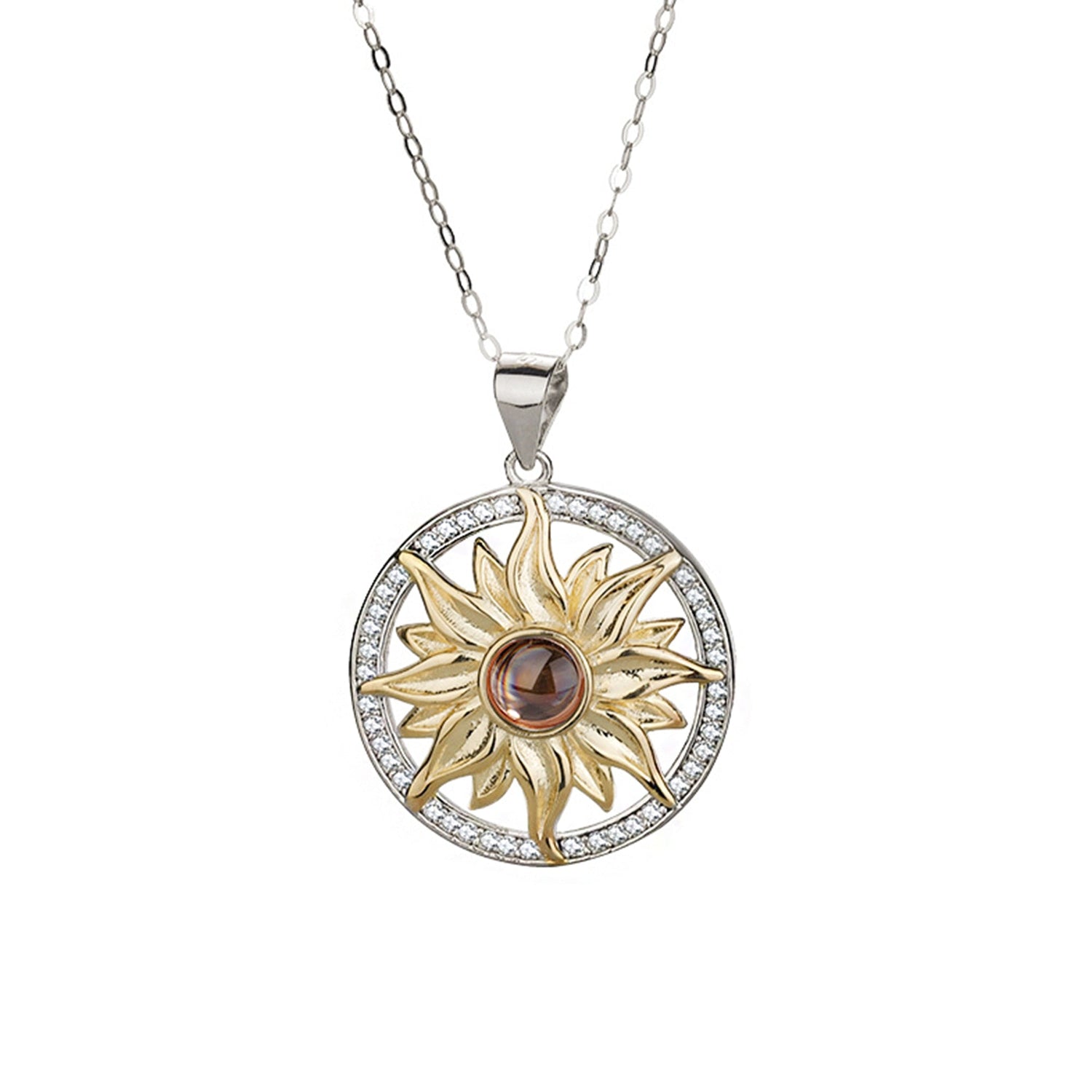 Custom SunFlower Projection Necklace Personalized Lover Keepsake Jewelry