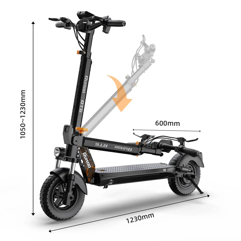 RT6 1000W Electric Scooter - 48V, 40-50km Range, Foldable