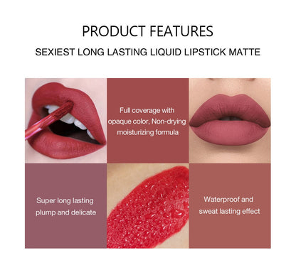Liquid Lipstick Set Ultra Matte Velvet Waterproof Long Lasting Lip Glosses Nude Makeup Cosmetic Kit