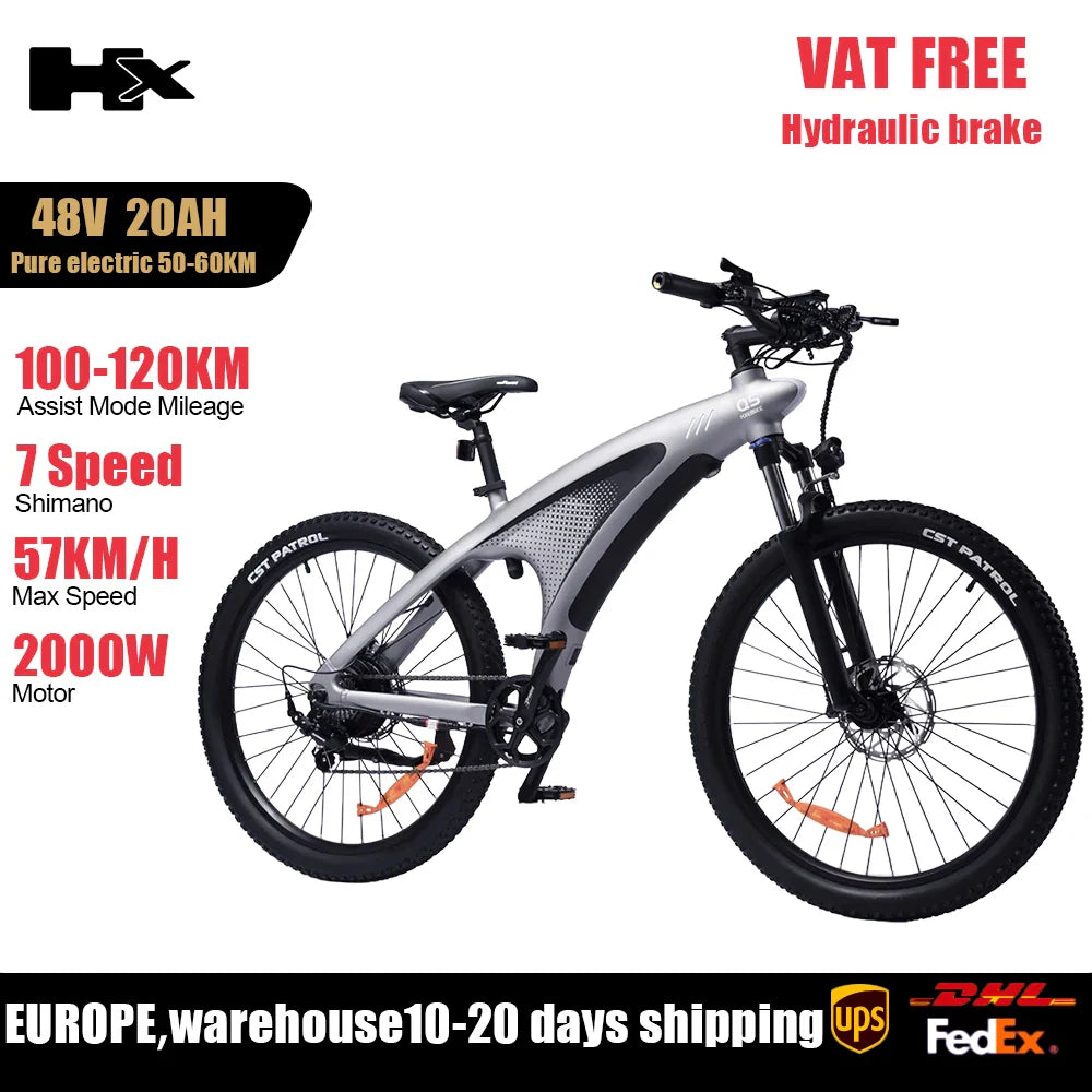 HX Q5 Ebike 2000W Adults Electric Bike 85Nm 57KM/H Electric Bicycle 27.5*2.25 Inch Removable battery Electric Mountain Bike