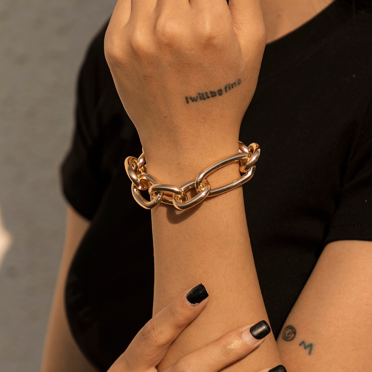 Hip Hop Thick Link Chain Bracelet Women&