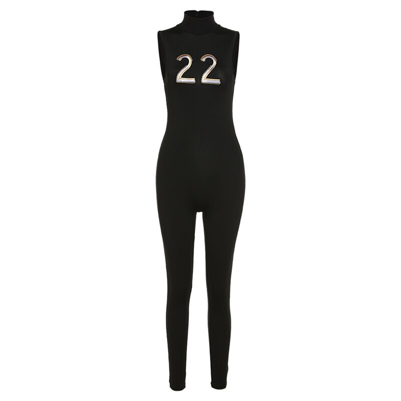 Women Tracksuit Slim Elastic High Print Figure Zipper Jumpsuit Y2K Sports