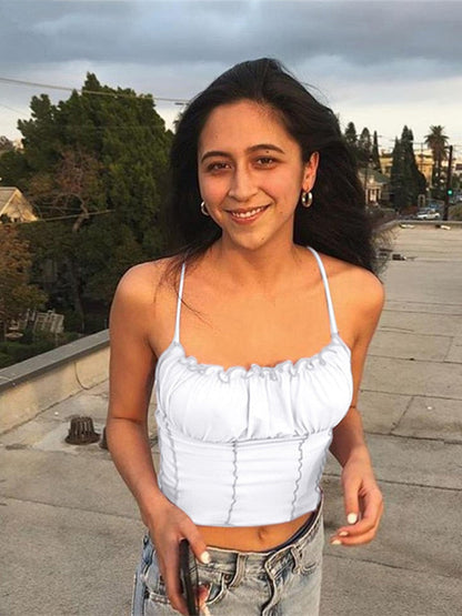 Sexy Summer Women Ruffles Tank Top Fashion Ladies Sleeveless Strapless Ruched Slim Crop Top