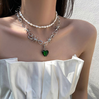 Metal Love Heart Cupid Pendants Female Clavicle Chain Light Luxury Niche Design Necklace