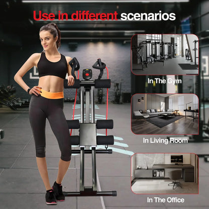 GIKPAL Foldable Ab Machine Ab Workout Equipment for Home Gym,Core &amp; Abdominal Trainer Fitness Equipment Max 440lbs LCD Display