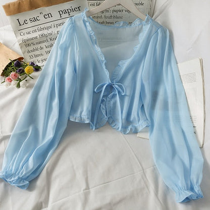 Thin Coat Casual Lace Bow Summer Sun Protection Female Cardigan Shirt Clothing Tops