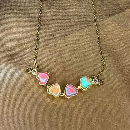Lucky Four Leaf Clover Necklace 4-in-1 Wearing 2 Sides Heart Love Pendant