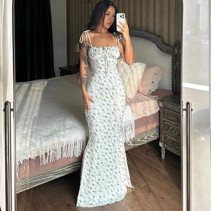 Elegant Floral Beach Vacation Bodycon Streetwear Long Dress